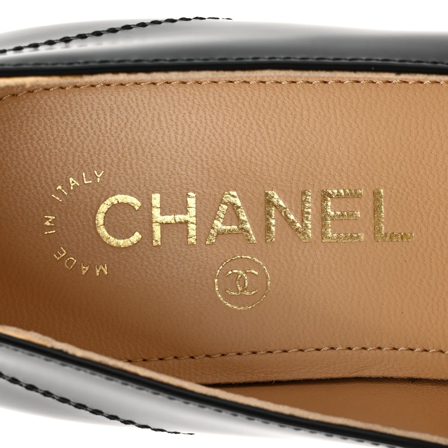 Chanel Shiny Calfskin Logo Loafers 40 Black 7 of 9