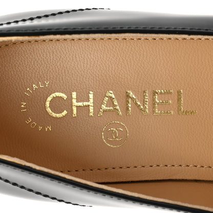 Chanel Shiny Calfskin Logo Loafers 40 Black 7 of 9