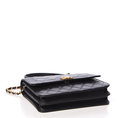Chanel Calfskin Quilted Boy Square Wallet on Chain WOC Black 4 of 12