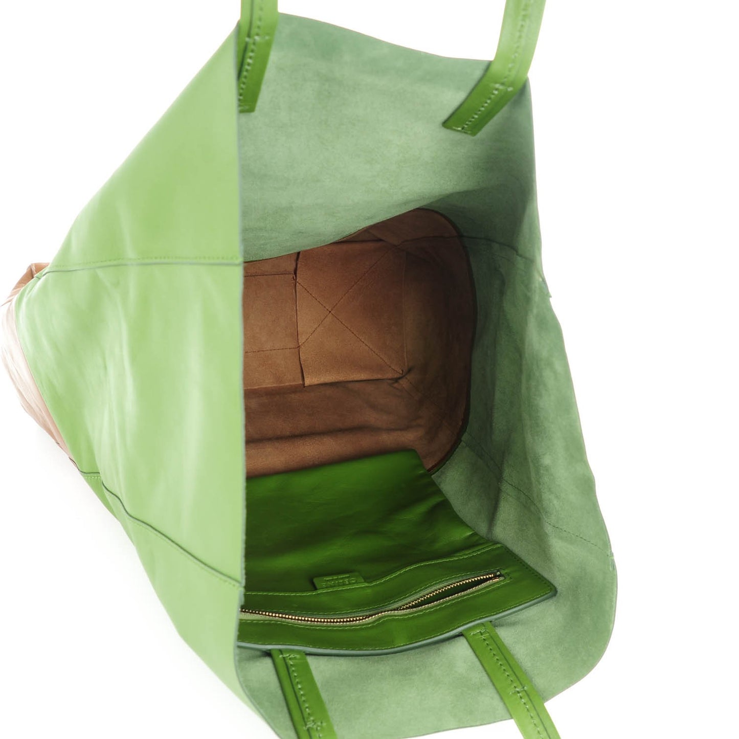 Lambskin Vertical Bi-Cabas Green