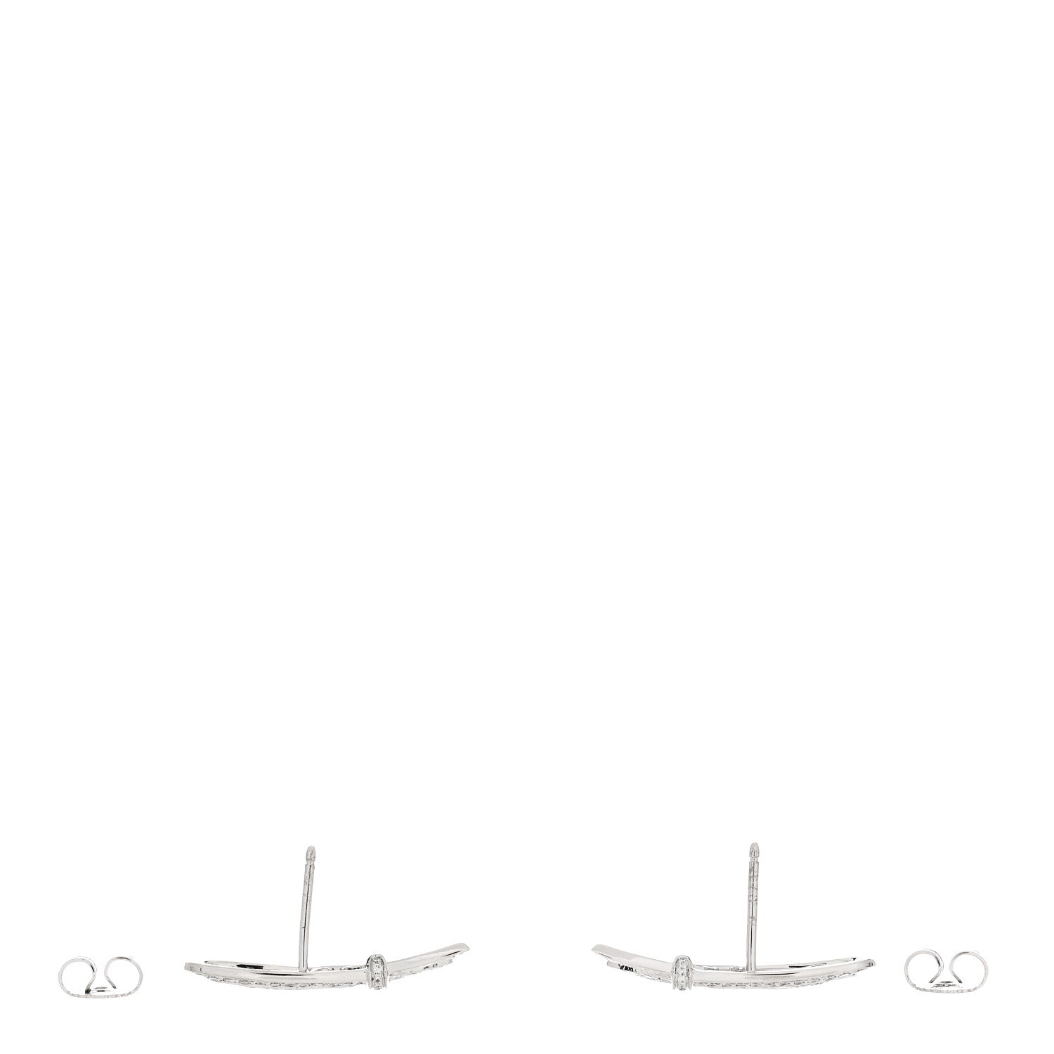 Tiffany 18K White Gold Diamond Bow Earrings 3 of 5