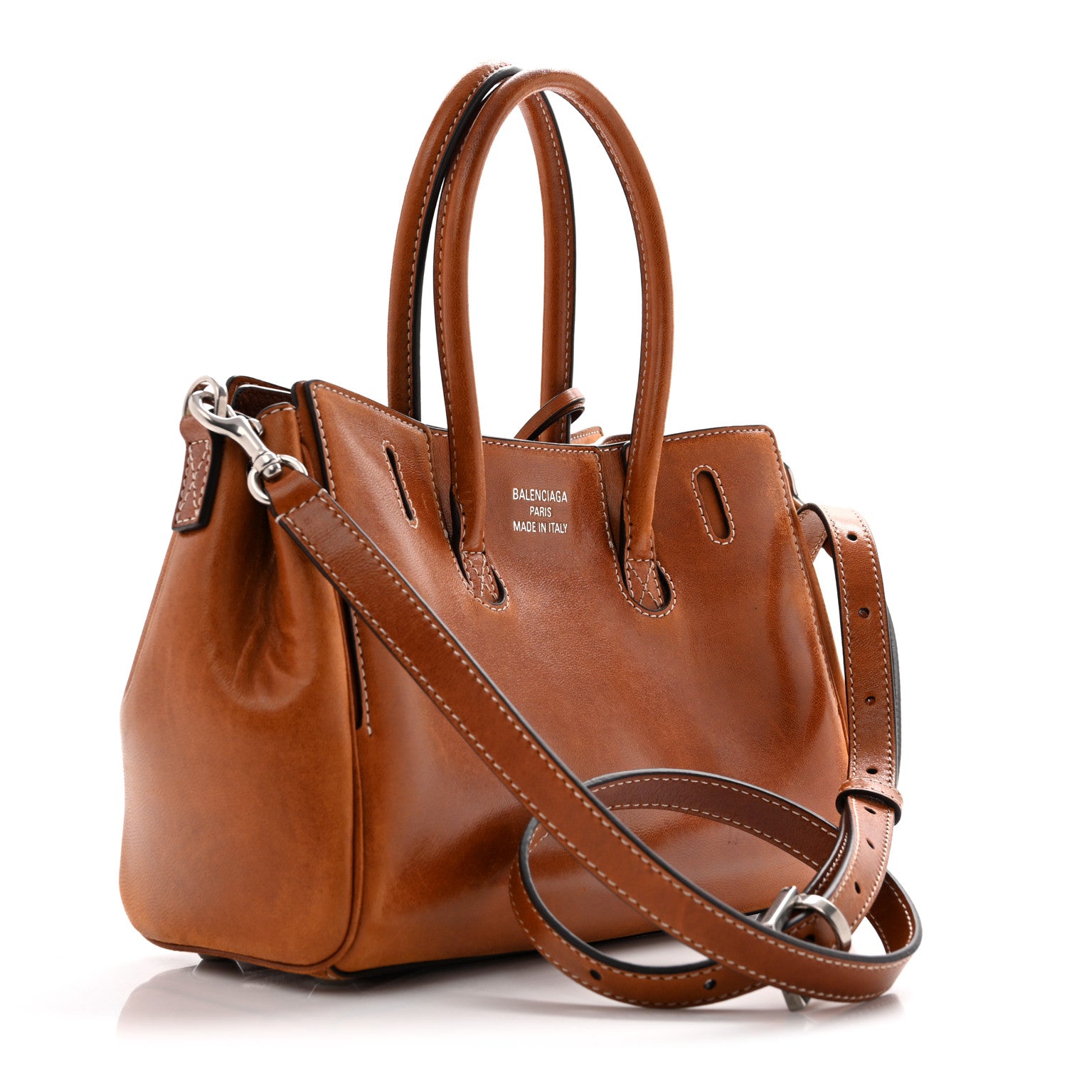 Balenciaga Vegetable Tanned Lambskin Mini Bel Air Carry All Bag Tan Cowboy 3 of 12