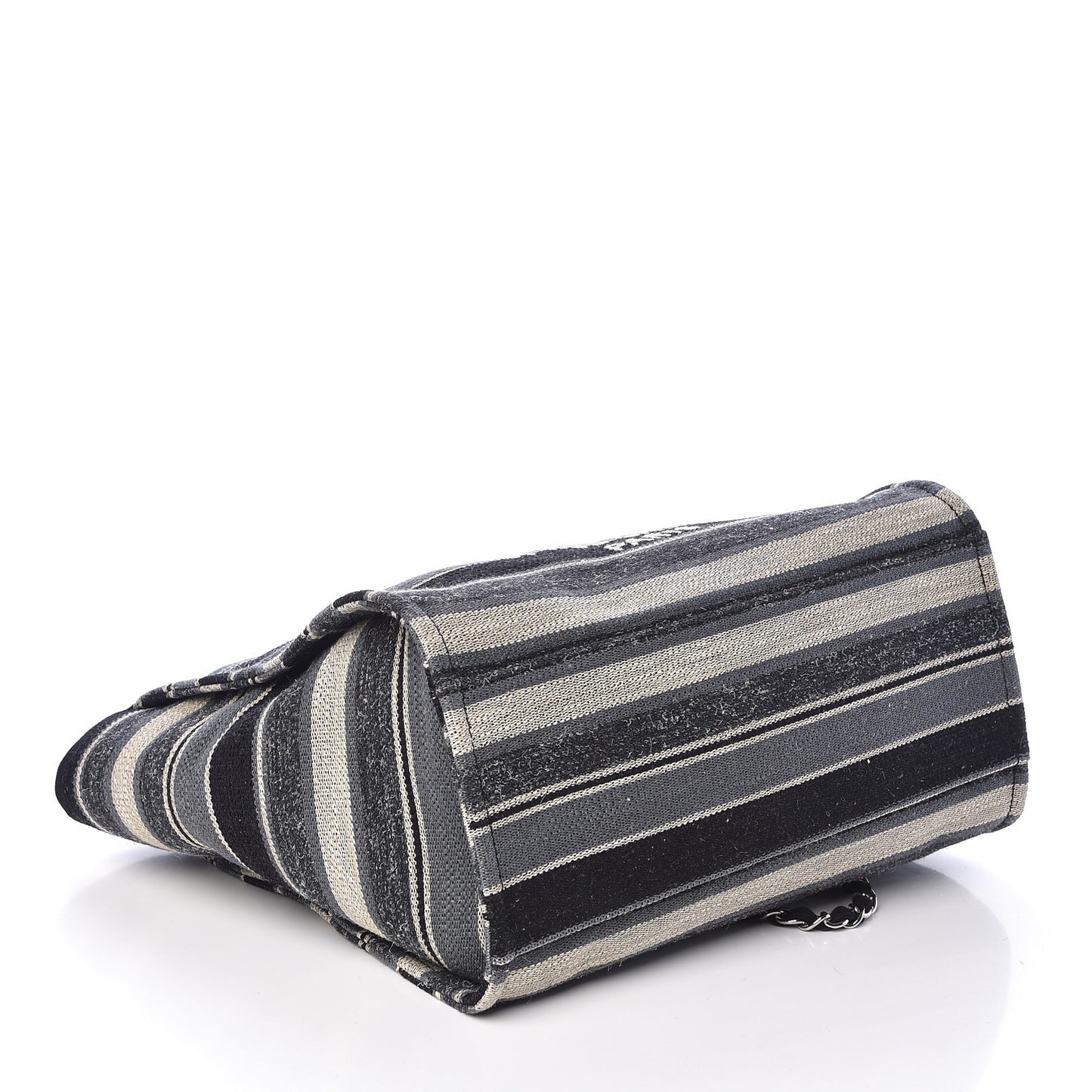 Striped Canvas Medium Deauville Tote Black