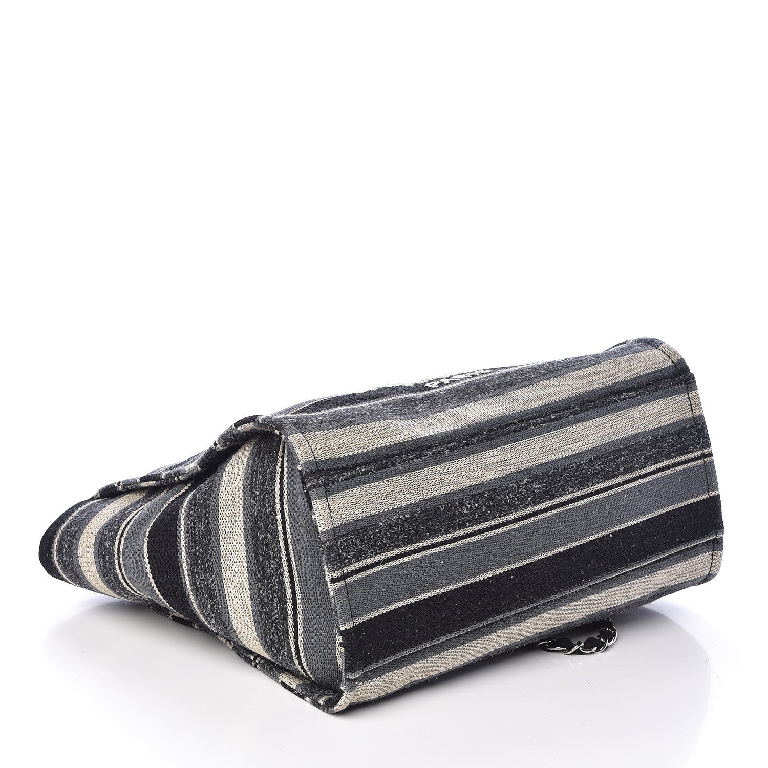 Chanel Striped Canvas Medium Deauville Tote Black 5 of 11