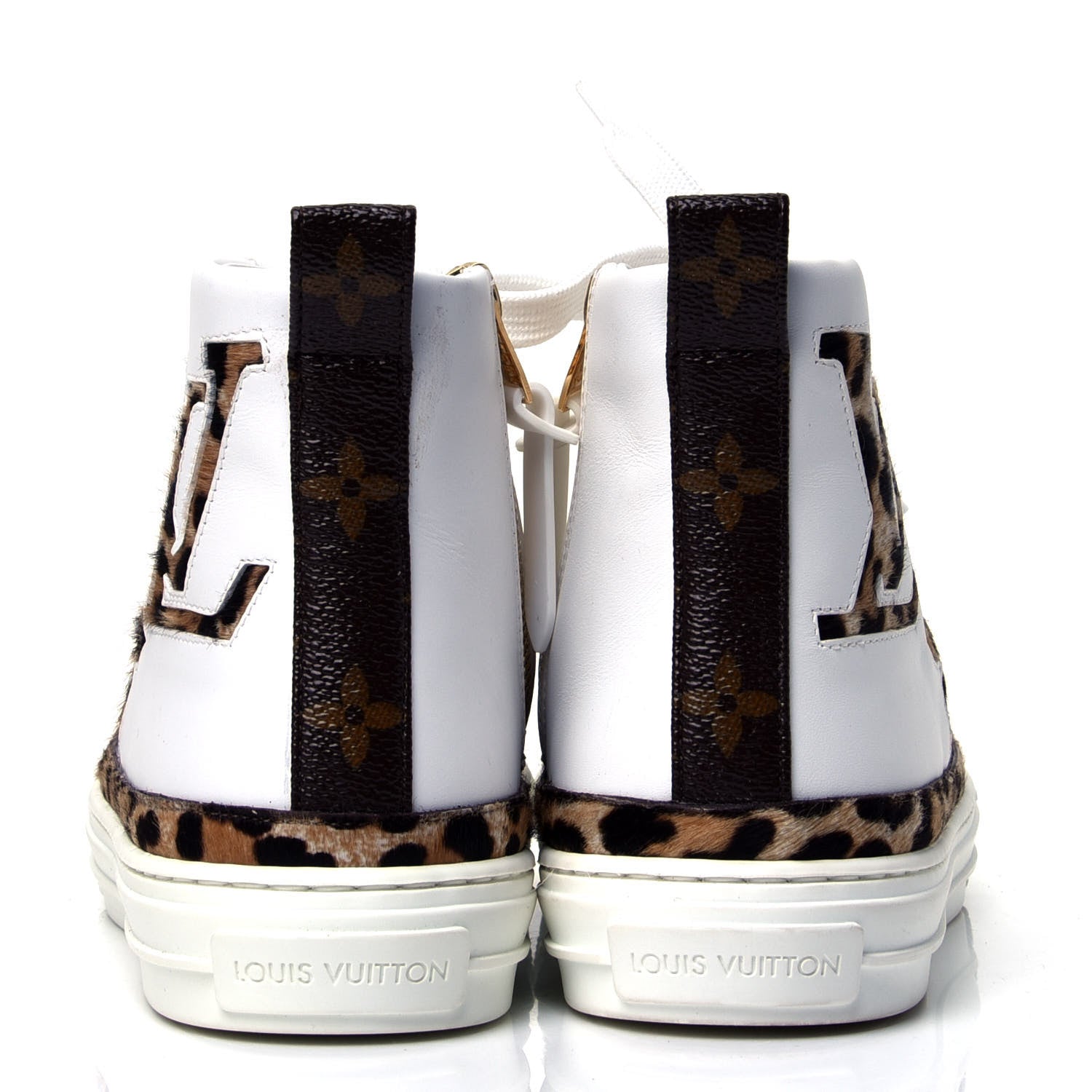 Louis Vuitton Pony Hair Leopard Calfskin Monogram Giant Stellar Sneaker Boots 37 White 4 of 6