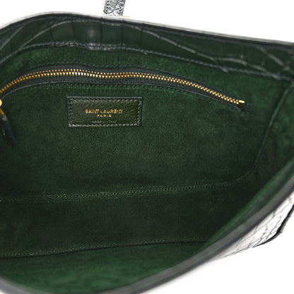 Saint Laurent Calfskin Crocodile Embossed LE 5 A 7 Hobo New Vert Fonce 5 of 9
