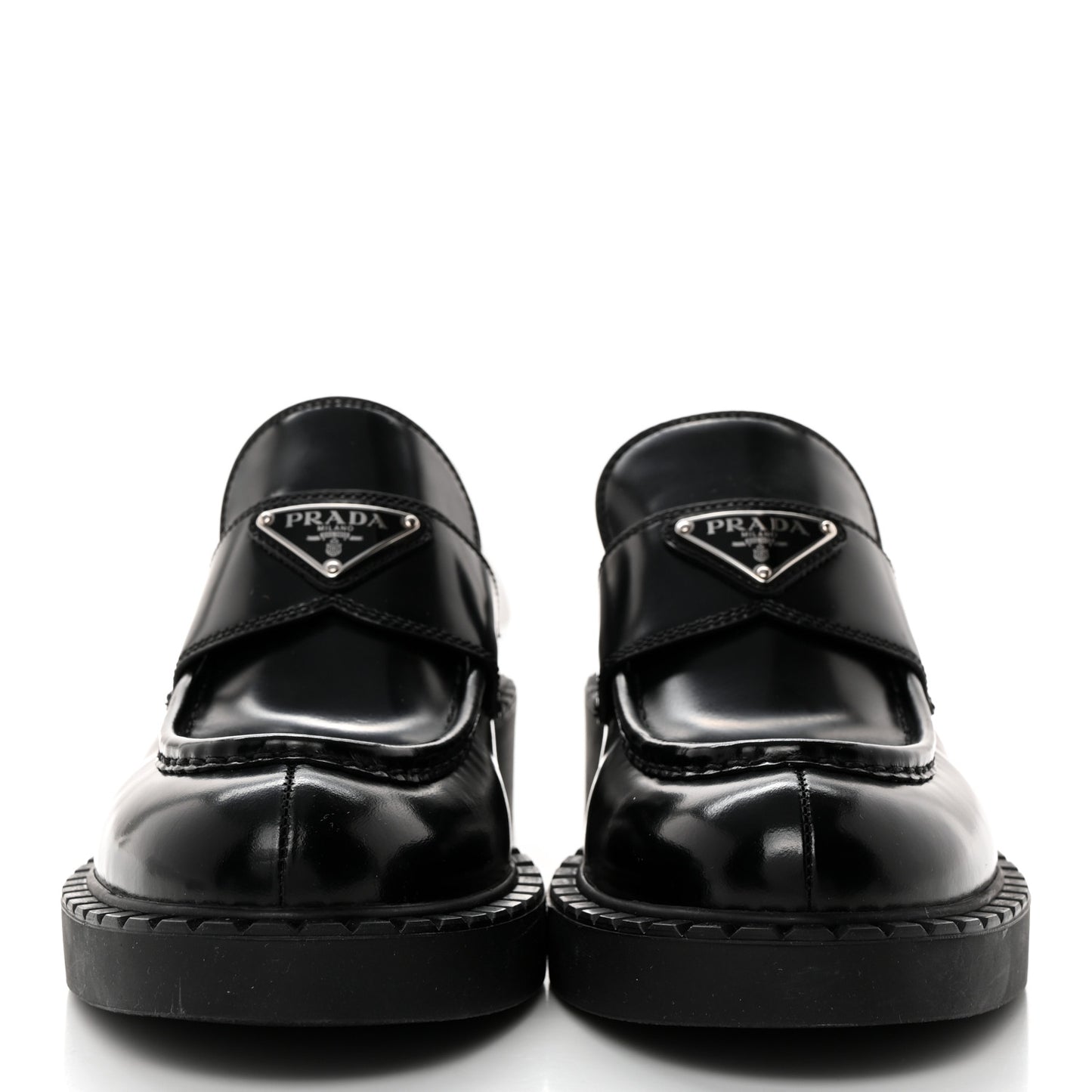 Spazzolato Metal Triangle Logo 50mm Loafers 40 Black