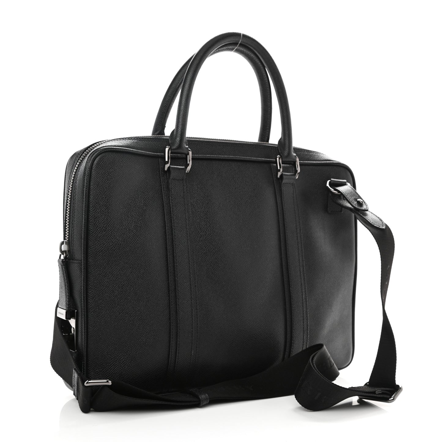 Textured Calfskin Briefcase Black
