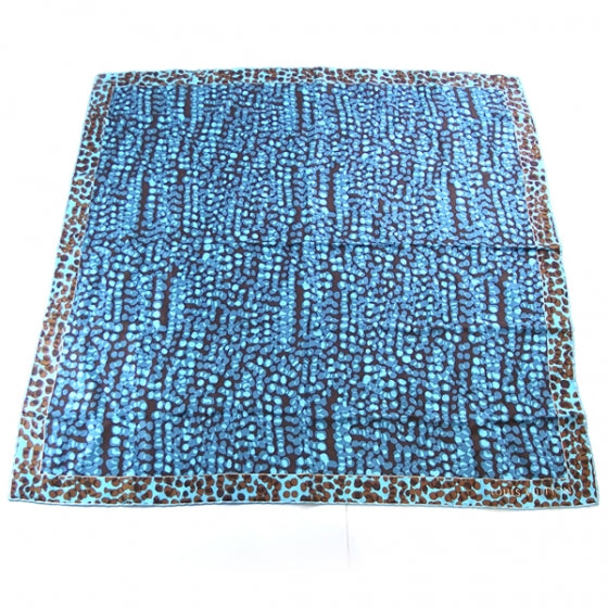 Louis Vuitton Silk Carre Leopard Scarf Blue 1 of 8