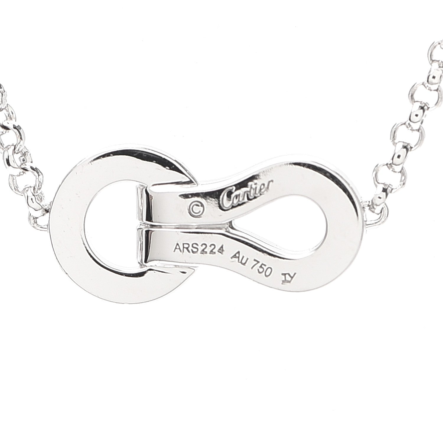 Cartier 18K White Gold Diamond Agrafe Pendant Necklace 5 of 6