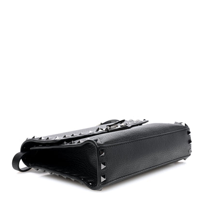 Valentino Garavani Pebbled Calfskin Monochrome Medium Rockstud Flip Lock Crossbody Bag Black 4 of 9