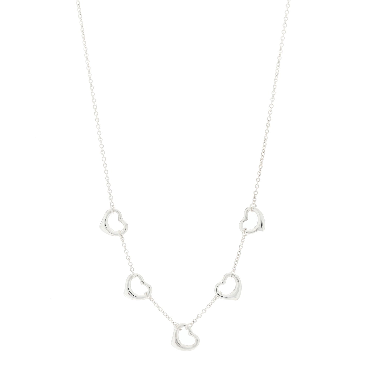 Sterling Silver Elsa Peretti 5 Open Hearts Necklace