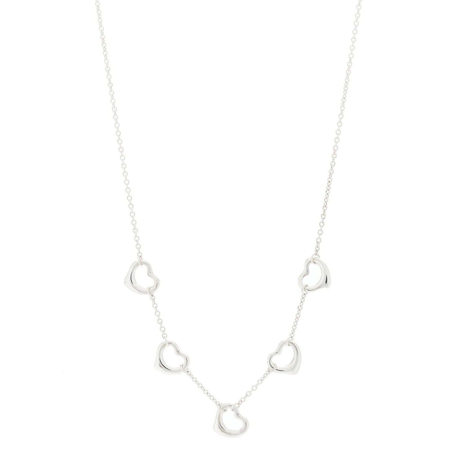 Tiffany Sterling Silver Elsa Peretti 5 Open Hearts Necklace 1 of 4