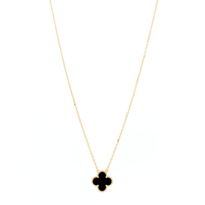 Van Cleef & Arpels 18K Yellow Gold Black Onyx Vintage Alhambra Pendant Necklace 1 of 5