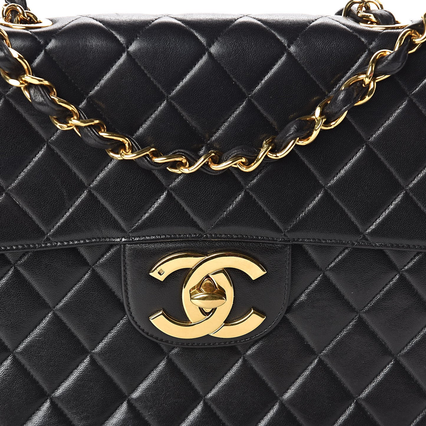 Lambskin Quilted XL Jumbo Single Flap Black