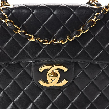 Chanel Lambskin Quilted XL Jumbo Single Flap Black 9 of 11