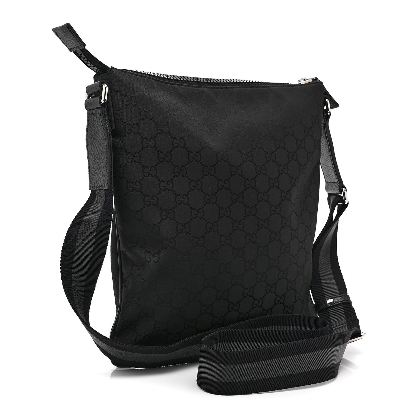 Nylon Monogram Small Flat Messenger Bag Black