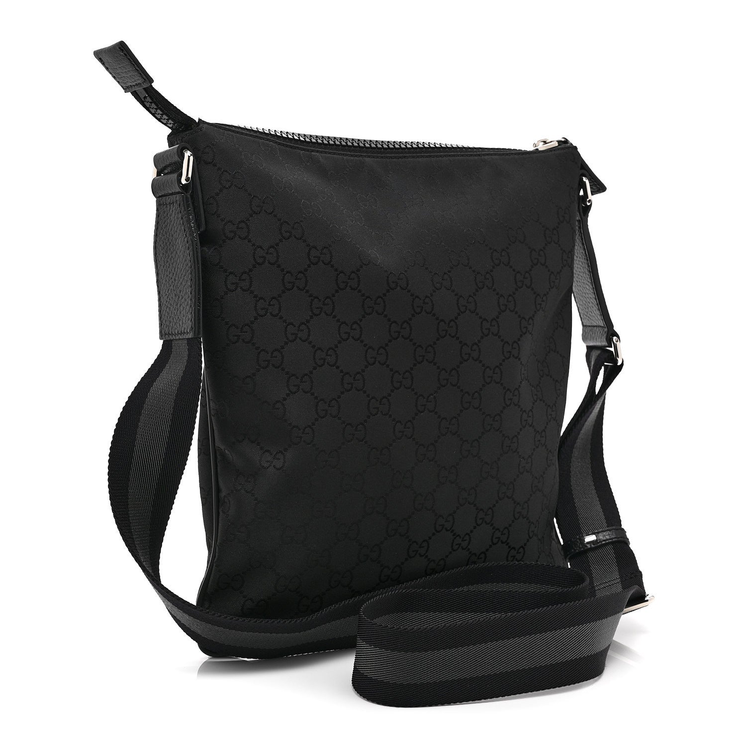 Gucci Nylon Monogram Small Flat Messenger Bag Black 3 of 11