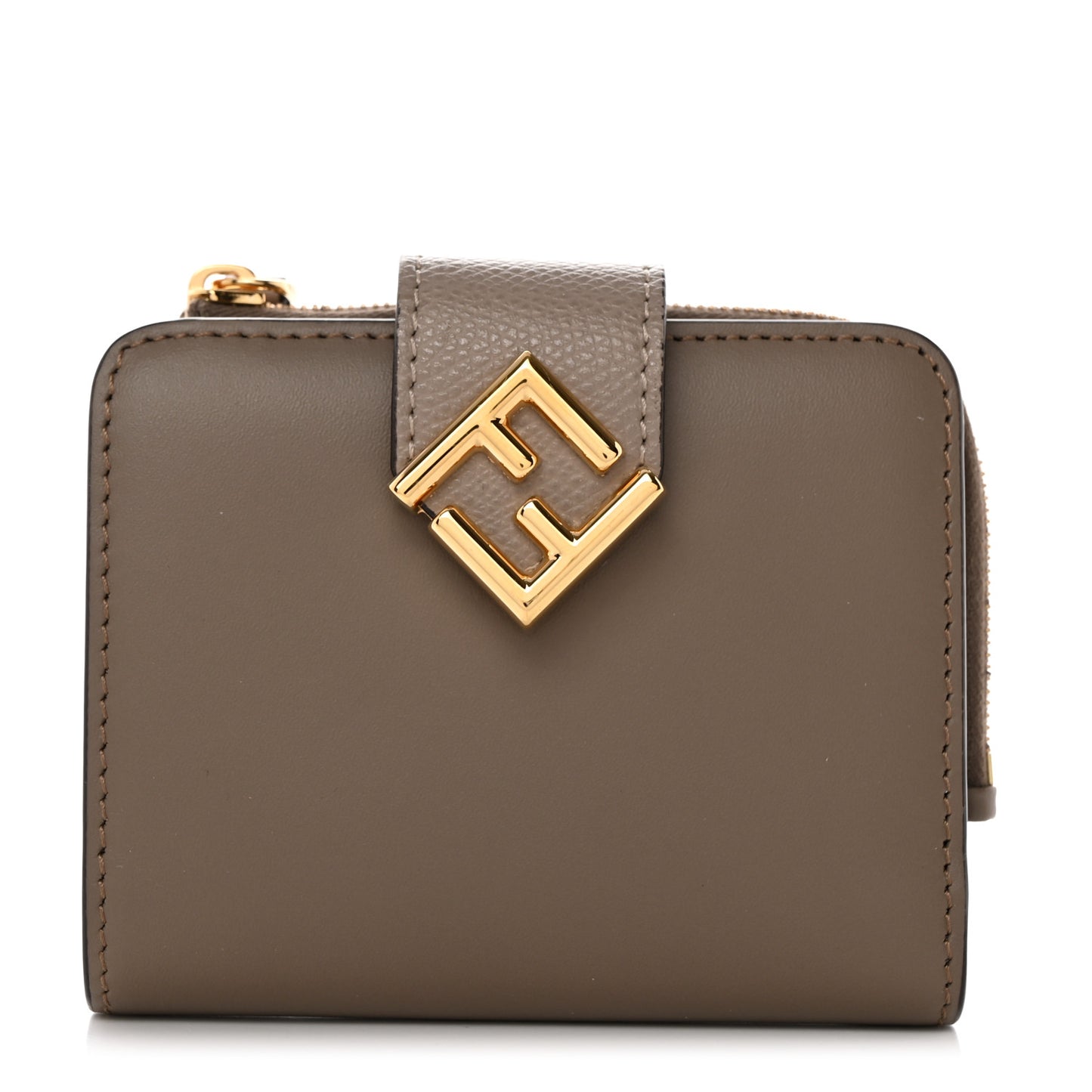 Vitello King Cruise FF Diamonds Compact Wallet Tartufo Tortora