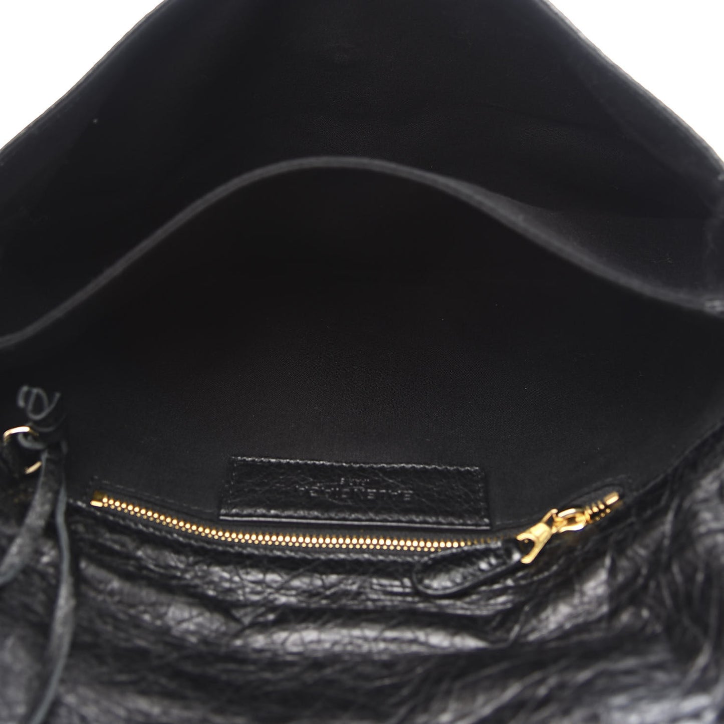 Agneau Giant 12 Gold Hardware Envelope Strap Clutch Black
