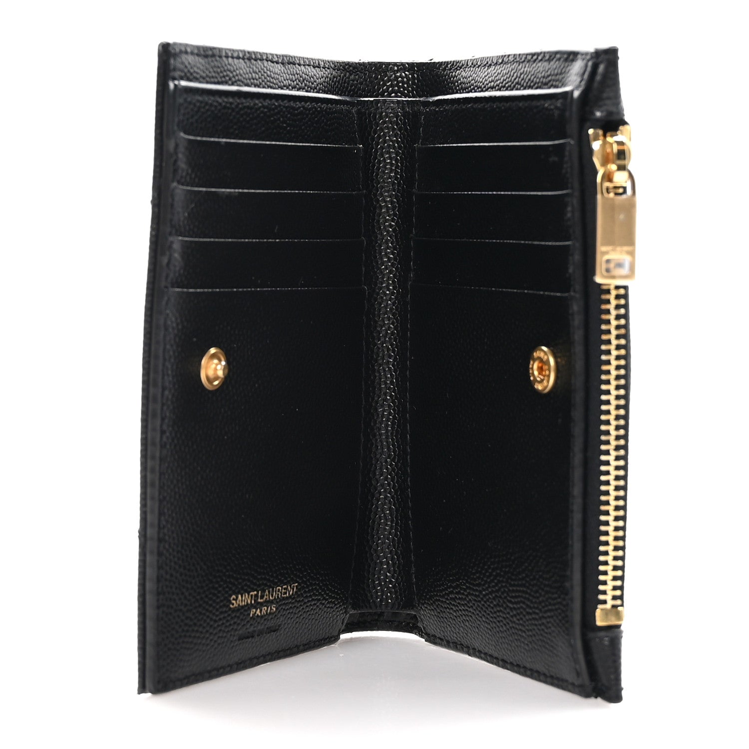 Saint Laurent SAINT LAURENT Grain De Poudre Matelasse Chevron Monogram Zipped Two-Part Wallet Black 5 of 9