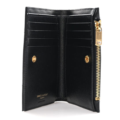 Saint Laurent SAINT LAURENT Grain De Poudre Matelasse Chevron Monogram Zipped Two-Part Wallet Black 5 of 9