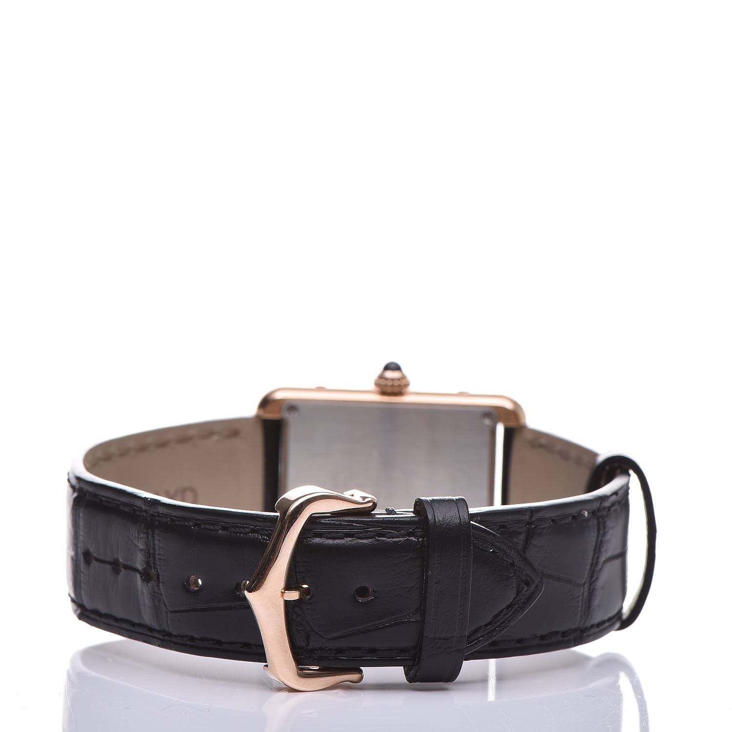 Cartier Stainless Steel 18K Pink Gold Alligator 24mm Tank Solo Quartz Watch Brown 3 of 7