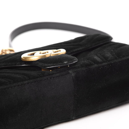 Gucci Velvet Matelasse Mini GG Marmont Shoulder Bag Black 11 of 13