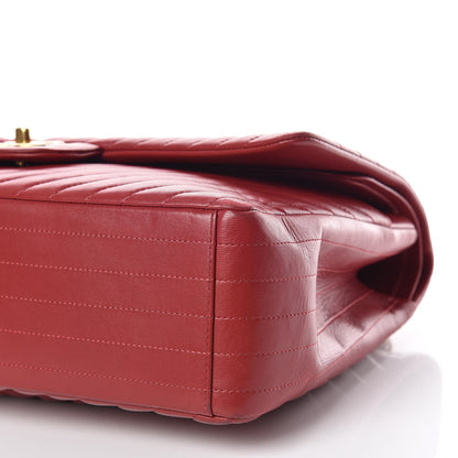 Chanel Lambskin Chevron Quilted Maxi Double Flap Red 16 of 26