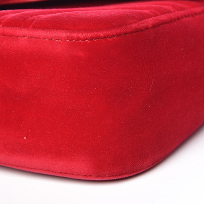 Gucci Velvet Matelasse Small GG Marmont Shoulder Bag Hibiscus Red 9 of 10