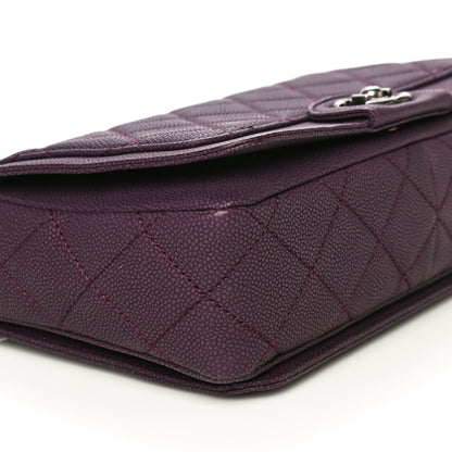 Chanel Washed Caviar Quilted Small Turn Around Ligne Flap Dark Purple 9 of 11