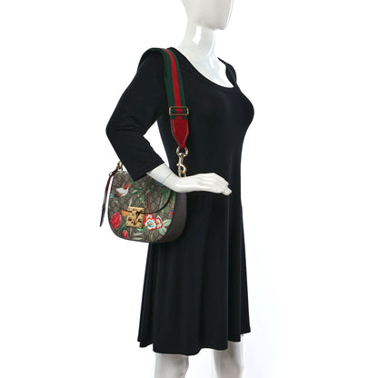 Gucci GG Supreme Monogram Tian Web Medium Padlock Messenger Shoulder Bag Beige Multicolor New Acero 2 of 10