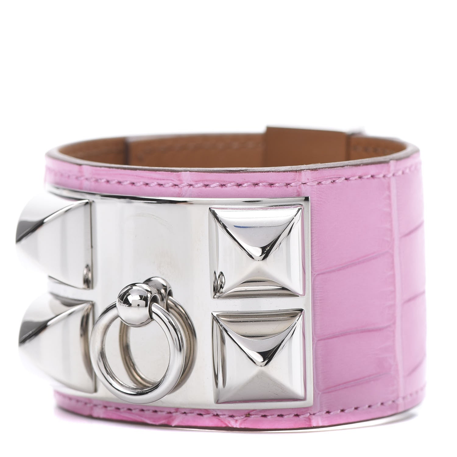 Hermes Matte Alligator Collier De Chien CDC Bracelet T2 5P Pink 1 of 6