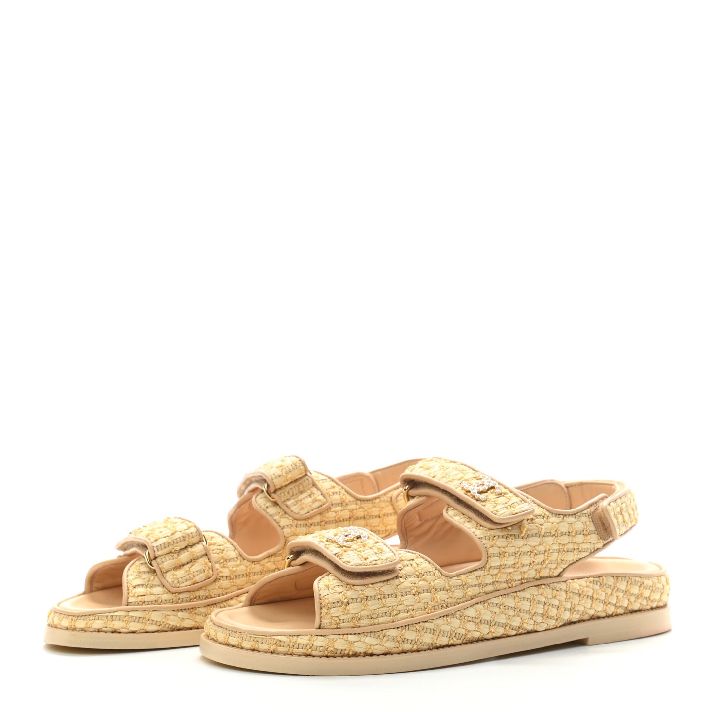 Braided Fabric Velcro Dad Sandals 39.5 Beige
