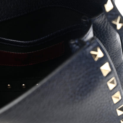Valentino Garavani Pebbled Calfskin Mini Rockstud Crossbody Bag Navy Blue 6 of 9