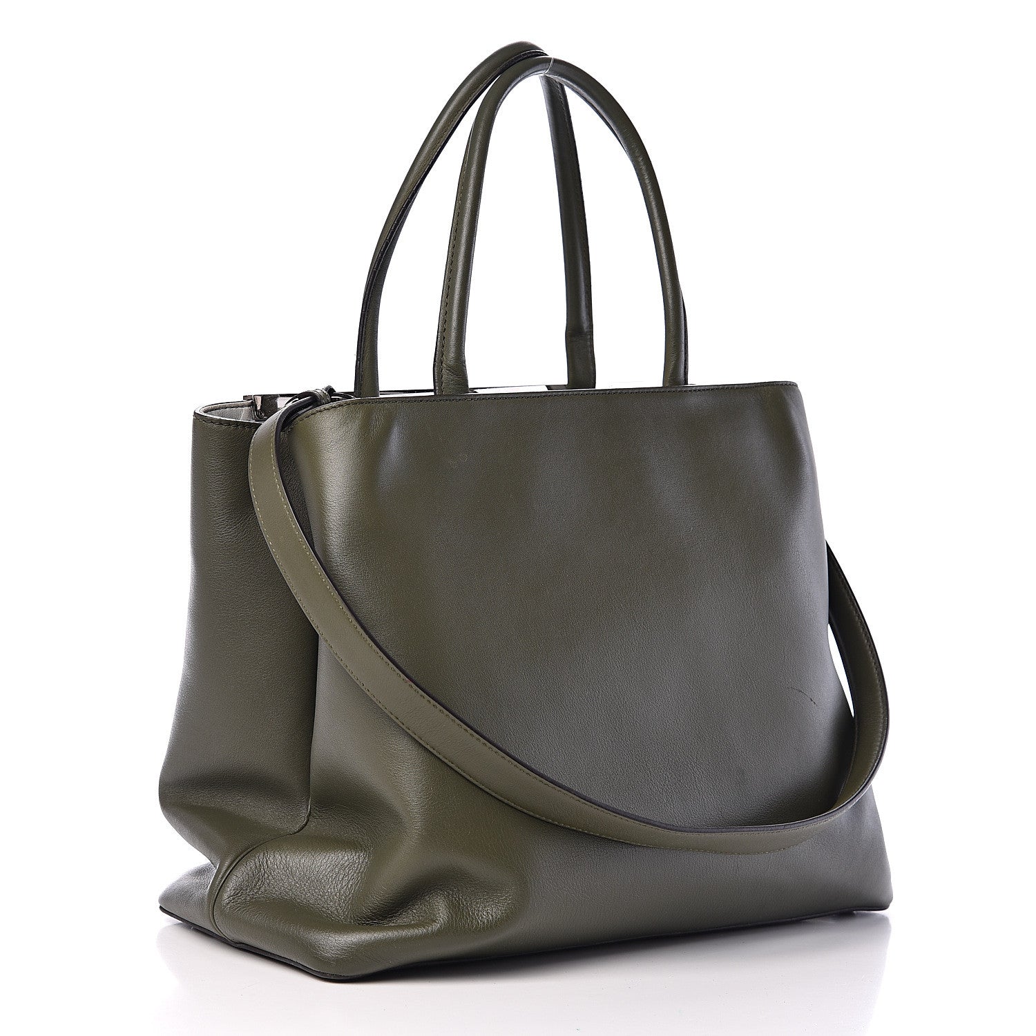 Fendi Vitello Dolce Shiny Nappa Plexiglass Granite Regular 2Jours Tote Equatore 2 of 10