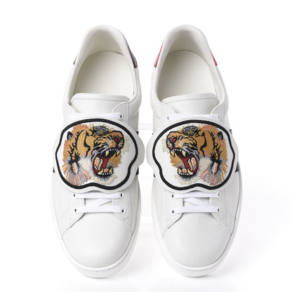 Gucci Calfskin Ayers Web Tiger Embroidered Mens Ace Sneakers 11.5 White 5 of 11