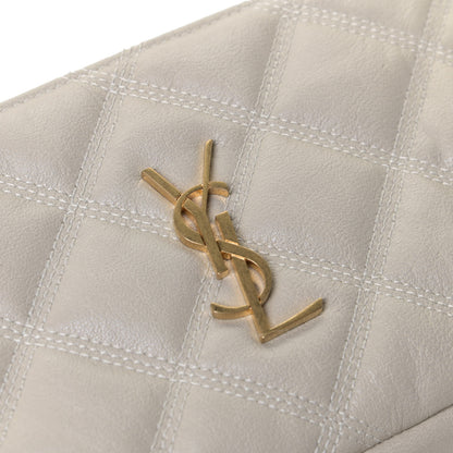 Saint Laurent Grained Lambskin Quilted Mini Becky Double Zip Bag Vintage White 5 of 5