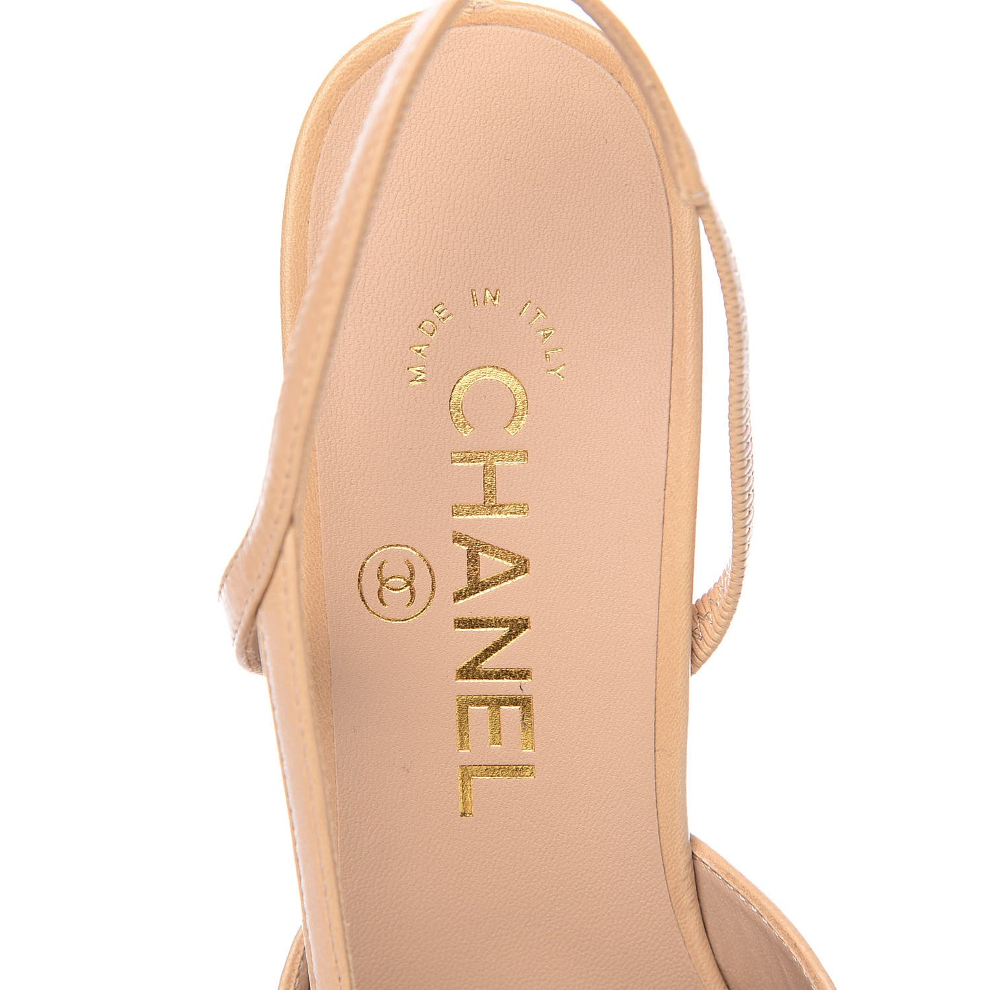 Goatskin Grosgrain Cap Toe CC Slingback Pumps 37 Beige Black