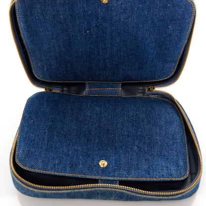 Chanel Denim Vanity Cosmetic Case Blue 6 of 12