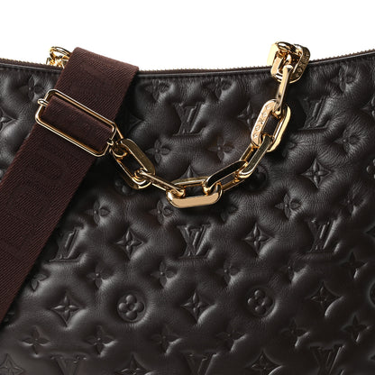 Louis Vuitton Calfskin Embossed Monogram Coussin Hobo MM Chocolate 7 of 9