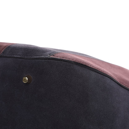 Burberry Suede Striped Large Orchard Bowling Bag Black Currant Plum 11 of 15