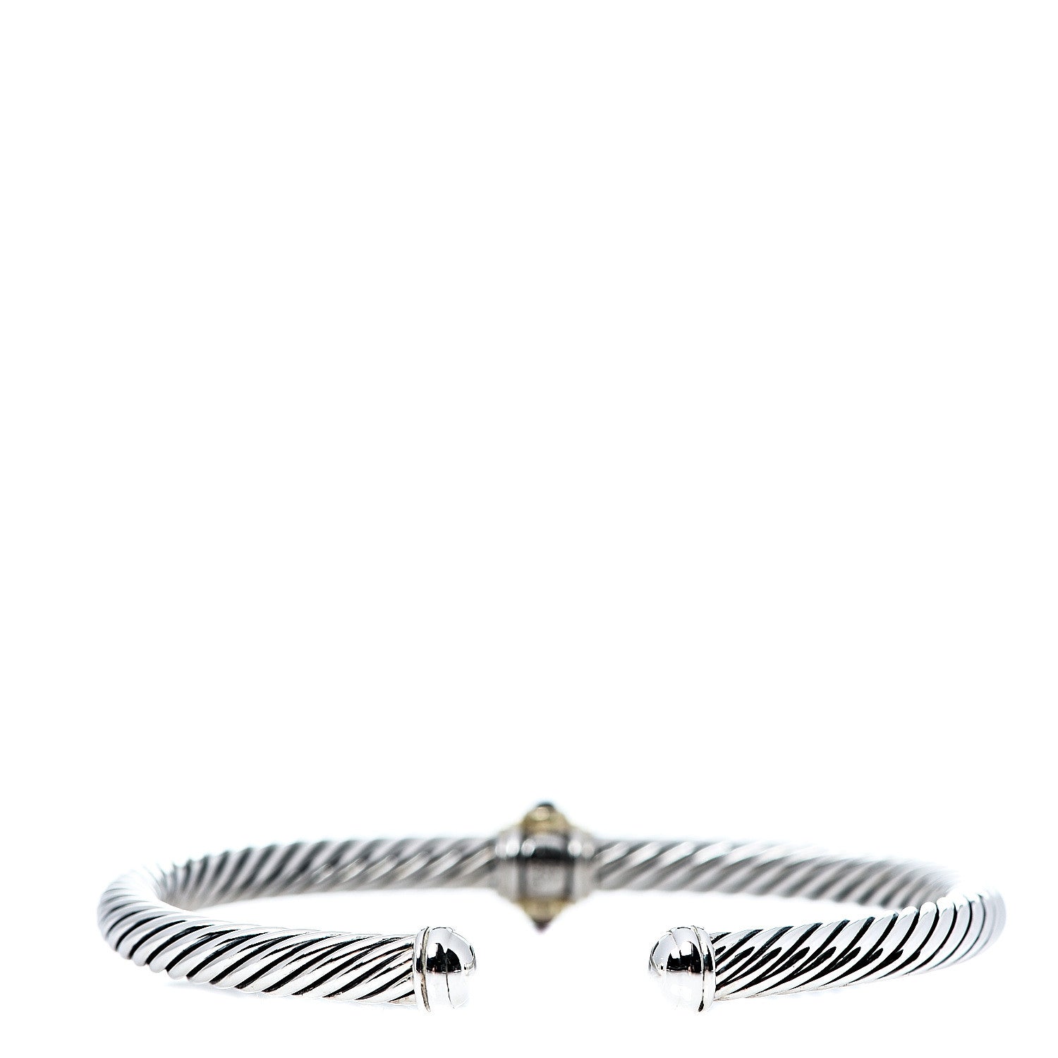 David Yurman Sterling Silver 14K Yellow Gold Rhodolite Garnet Pink Tourmaline 5mm Cable Renaissance Station Bracelet 2 of 3