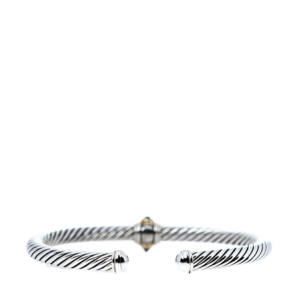 David Yurman Sterling Silver 14K Yellow Gold Rhodolite Garnet Pink Tourmaline 5mm Cable Renaissance Station Bracelet 2 of 3