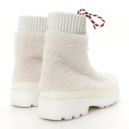 Christian Dior Calfskin Shearling Hike Ankle Boots 39 White 5 of 10