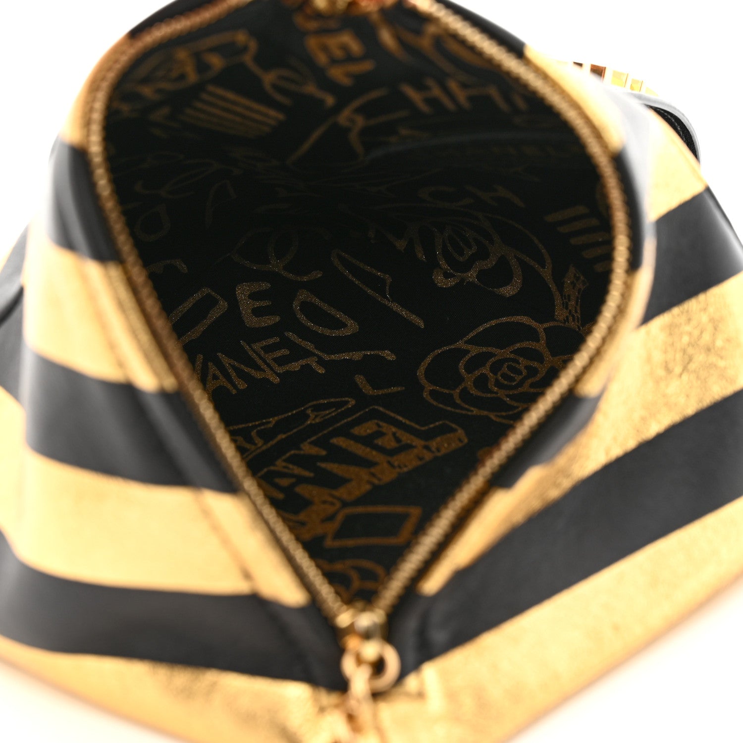 Chanel Metallic Lambskin CC Kheops Pyramid Bag Gold Black 6 of 11