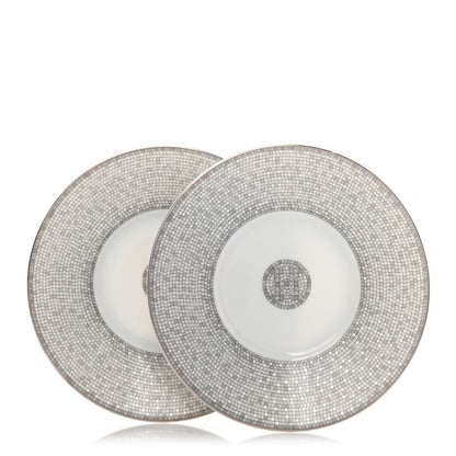 Hermes Porcelain Mosaique Au 24 Platine Tea Cup And Saucer Set Of 2 Platinum 4 of 10