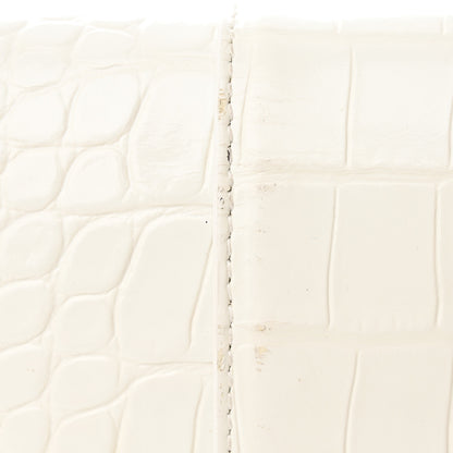 Balenciaga Shiny Calfskin Crocodile Embossed Hourglass Chain Bag White 22 of 26
