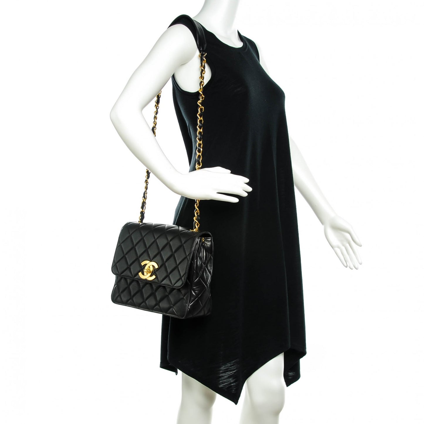 Lambskin Quilted Medium Single Flap Black