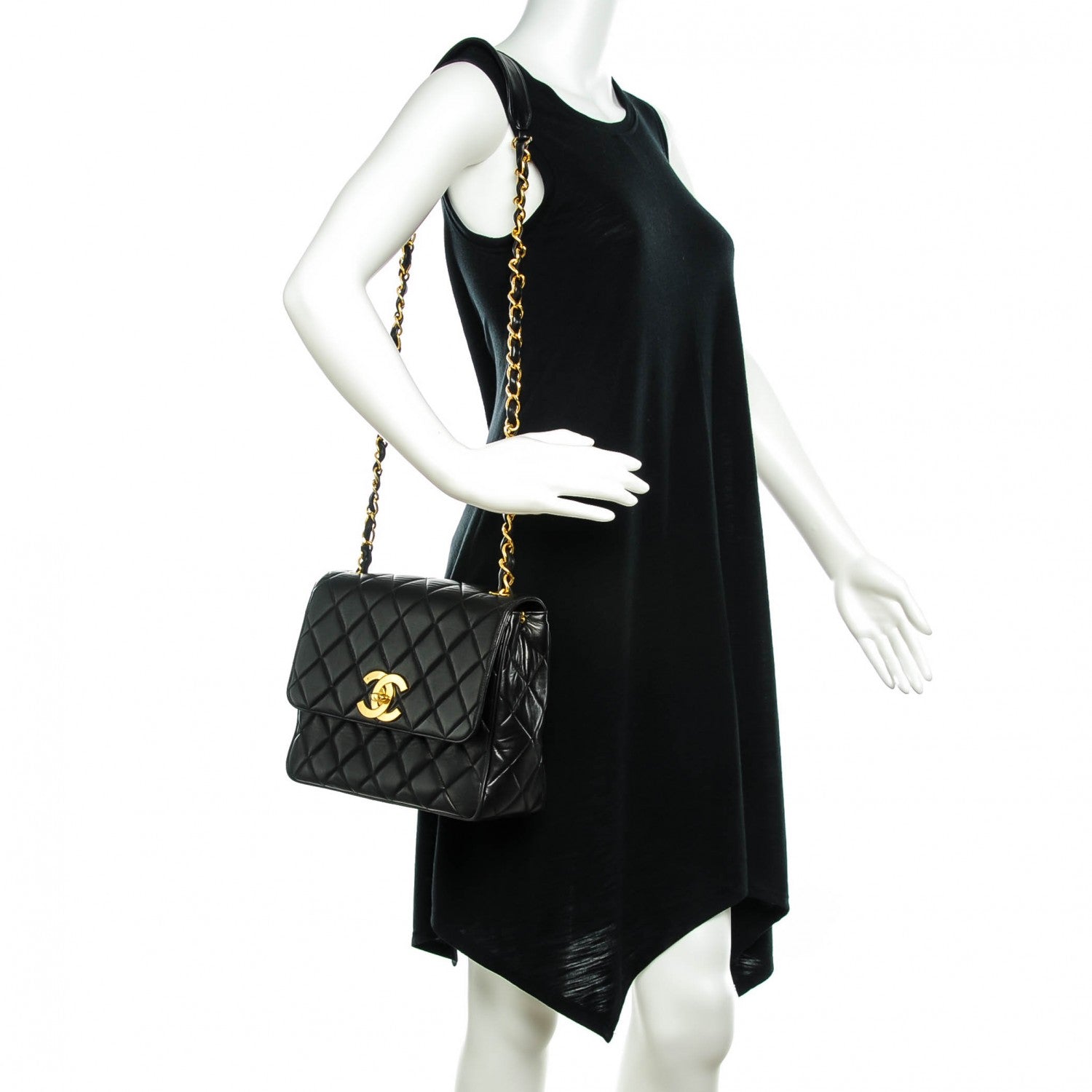Chanel Lambskin Quilted Medium Single Flap Black 2 of 9